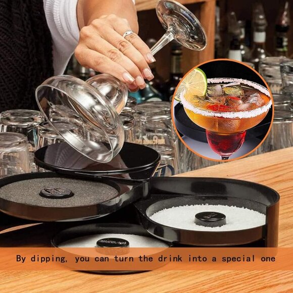 Tier Bar Glass Rimmer Bamboo Wood Sugar Salt Box with Sponge,Bartender Tool1 Set - Picture 3 of 14